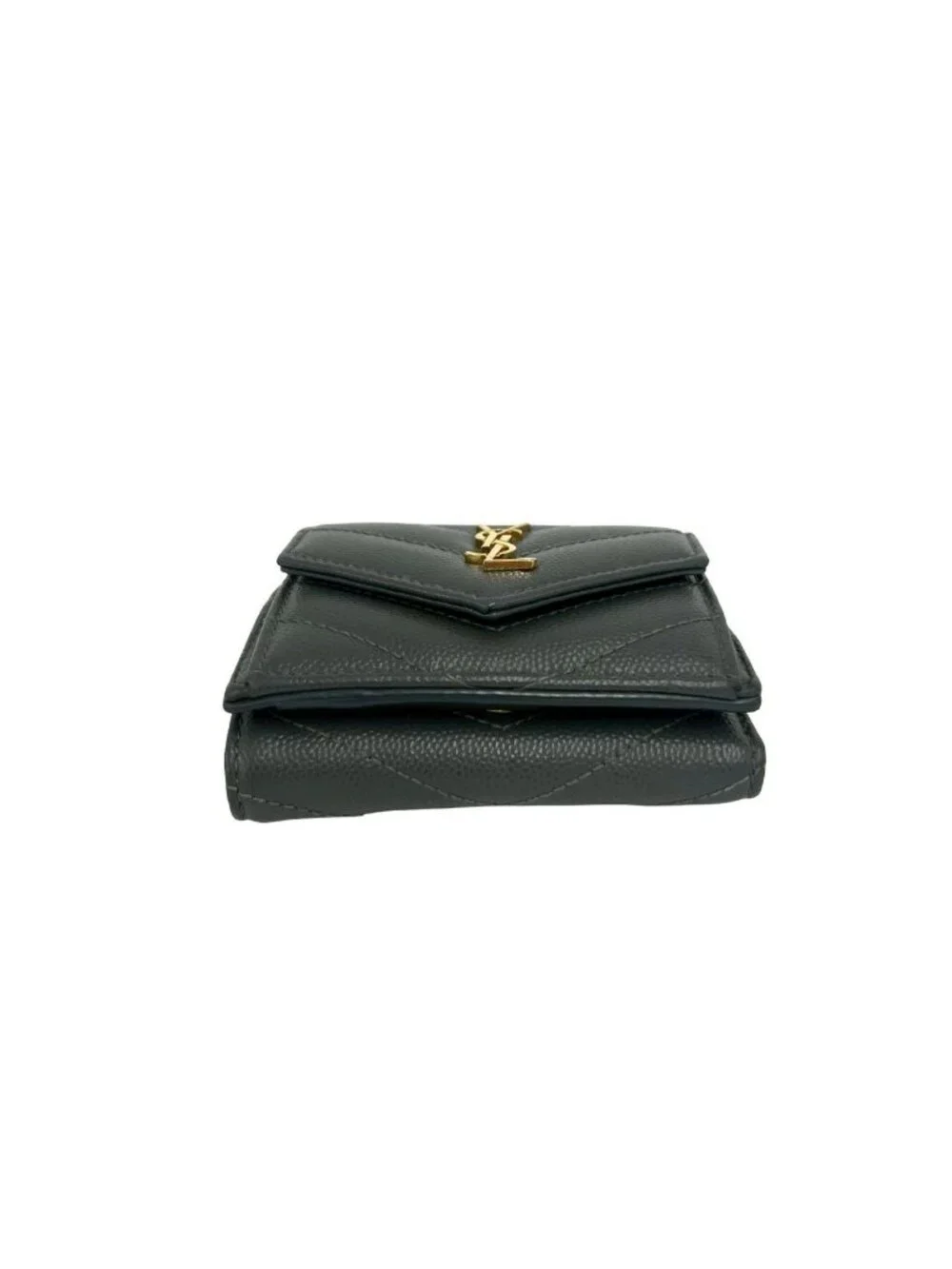 Saint Laurent Paris YSL Cassandra Logo Leather Trifold Wallet Mini Gray - Picture 6 of 10